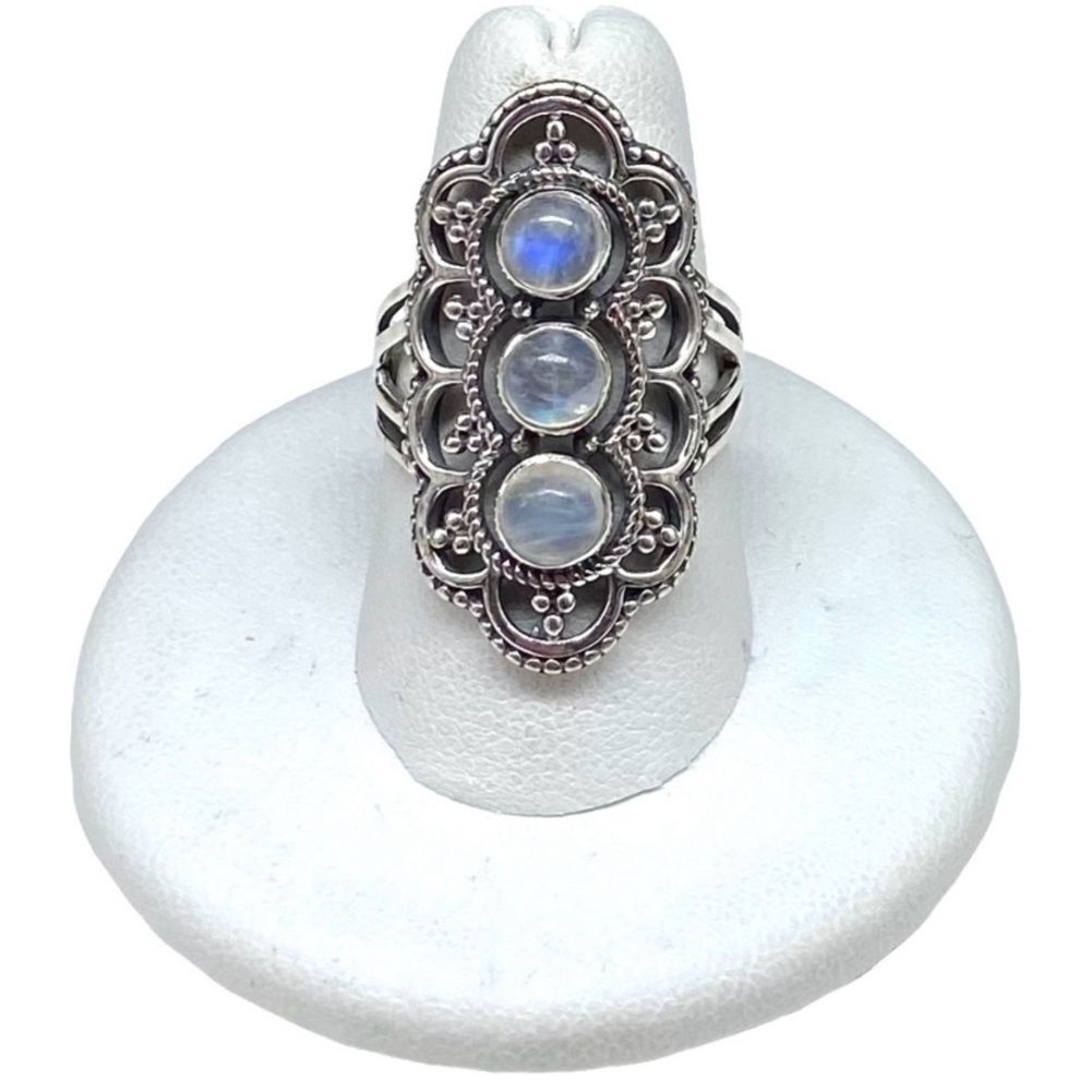 Rainbow Moonstone Ring Size 7 Solid Sterling Silver 925